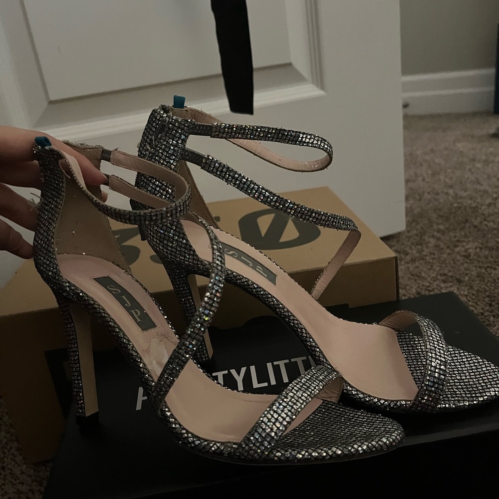 Silver designer heels